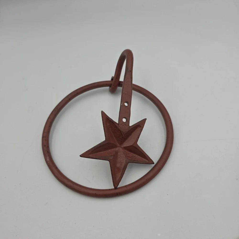Rustic Metal Barn Star Bathroom Hardware Wall Mounted Hand Towel‎ Holder Ring